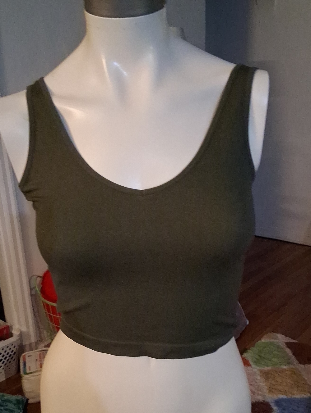 Better Be Olive Scoop Neck Crop Tank
